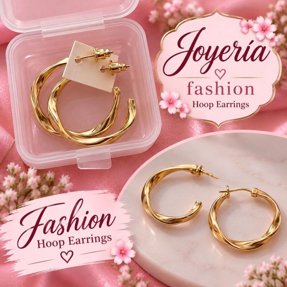 Golden Hoop Earrings Woman Design Twisted Wavy Jewelry Fashion Hoop Earrings